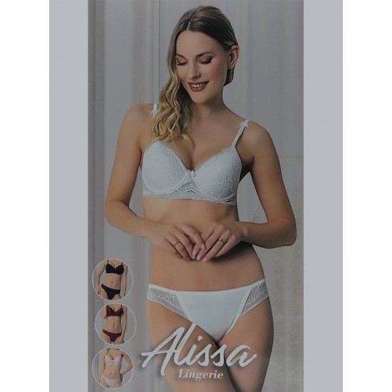 ALİSSA KADIN DESTEKLİ SÜTYEN KÜLOT TAKIMI 700 SİYAH (75B)