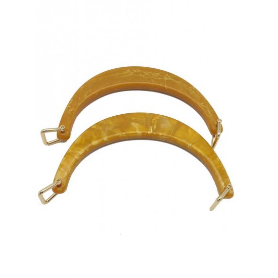 ÇANTA AKSESUARI AKRİLİK ÇANTA SAPI MERMER DESEN AY MODEL METAL HALKALI 17 CM HARDAL