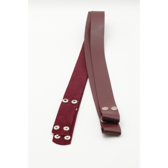 ÇANTA AKSESUARI ÇITÇITLI 2'Lİ DERİ ASKI 80CM BORDO
