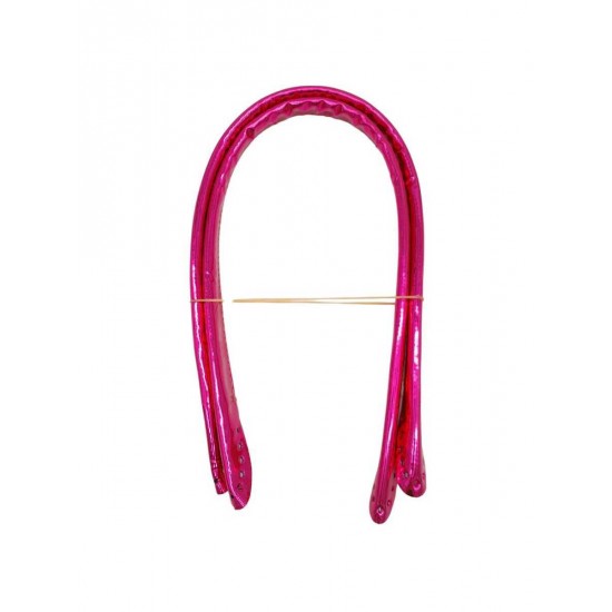 ÇANTA AKSESUARI DİKMELİ PARLAK DERİ PELİKAN BORU SAP 2'Lİ 60 CM PEMBE