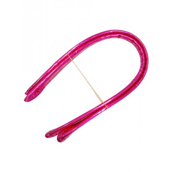 ÇANTA AKSESUARI DİKMELİ PARLAK DERİ PELİKAN BORU SAP 2'Lİ 60 CM PEMBE