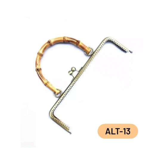 ÇANTA AKSESUARI METAL ÇANTA BURSU BAMBU SAPLI DİKDÖRTGEN ALT-13 20,5 CM ANTİK SARI