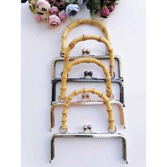 ÇANTA AKSESUARI METAL ÇANTA BURSU BAMBU SAPLI DİKDÖRTGEN ALT-13 20,5 CM ANTRASİT