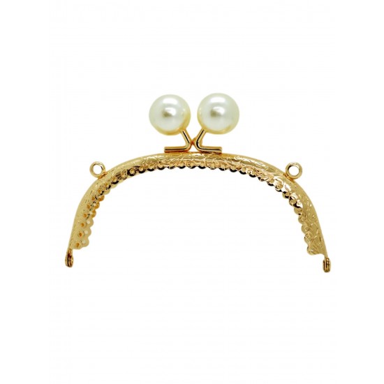 ÇANTA AKSESUARI METAL ÇANTA BURSU MOTİFLİ OVAL ALT-1 İNCİ BONCUKLU 12,5 CM GOLD