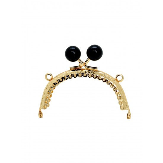 ÇANTA AKSESUARI METAL ÇANTA BURSU MOTİFLİ OVAL ALT-1 SİYAH BONCUKLU 08,5 CM GOLD