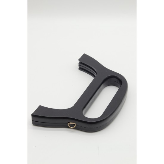ÇANTA AKSESUARI MIKNATISLI OVAL AHŞAP ÇANTA BURSU 20 CM SİYAH