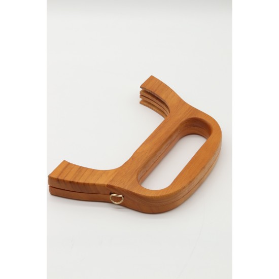 ÇANTA AKSESUARI MIKNATISLI OVAL AHŞAP ÇANTA BURSU 20 CM TÜTÜN