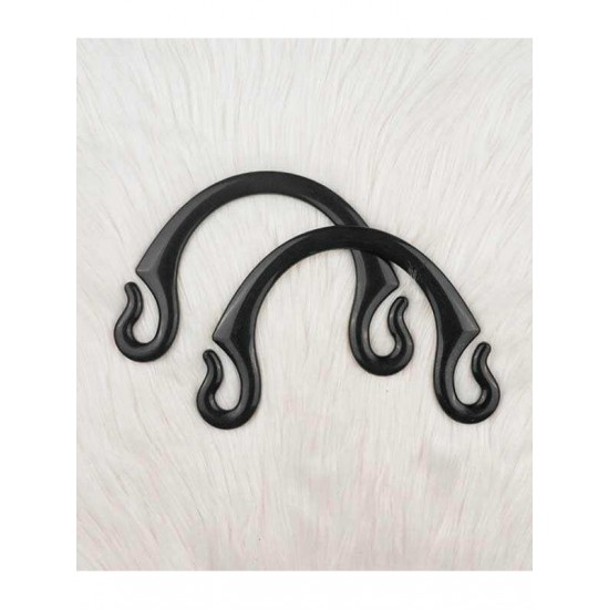 ÇANTA AKSESUARI PLASTİK ÇANTA SAPI AKRİLİK GÖRÜNÜMLÜ ÇENGELLİ U YASSI 20 CM SİYAH