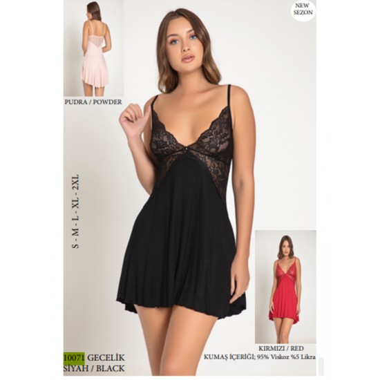 DEMİREL GÖĞÜS VE SIRT DANTEL GECELİK PUDRA  (2XL) 10071