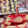 DEMİREL KINA TEPSİSİ VE SEPETİ İKİLİ TAKIM AĞIR İŞLEMELİ AYNALI GOLD NAKIŞLI KIRMIZI