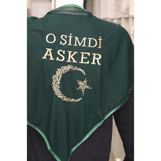 ERKEK KINA ÖRTÜSÜ, DAMAT VE SADIÇ KINA ÖRTÜSÜ ŞİFON O ŞİMDİ ASKER GOLD - YEŞİL