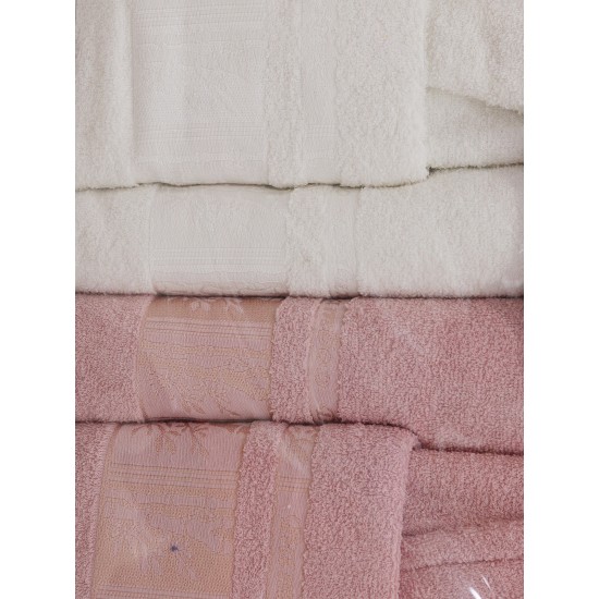 EVA GOLD BAMBU BORNOZ SETİ 6 PARÇA 4513 KREM | PEMBE