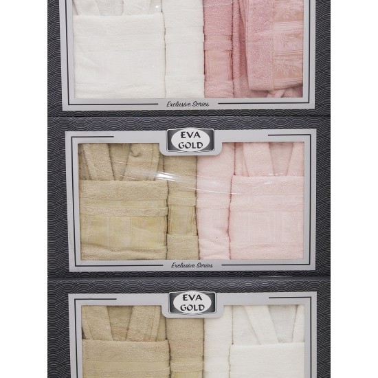 EVA GOLD BAMBU BORNOZ SETİ 6 PARÇA 4513 PEMBE | KAPÜÇİNO