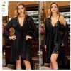 JEREMI LİNGERİE İPEK SATEN UZUN 6LI SET 940 SİYAH (L)