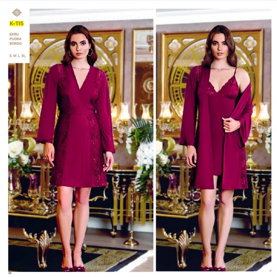 JEREMI LİNGERİE KOTON BRODELİ 6LI SET K115 BORDO (XL)