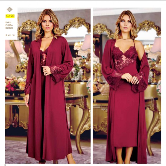 JEREMI LİNGERİE KOTON BRODELİ 6LI SET K120 BORDO (L)