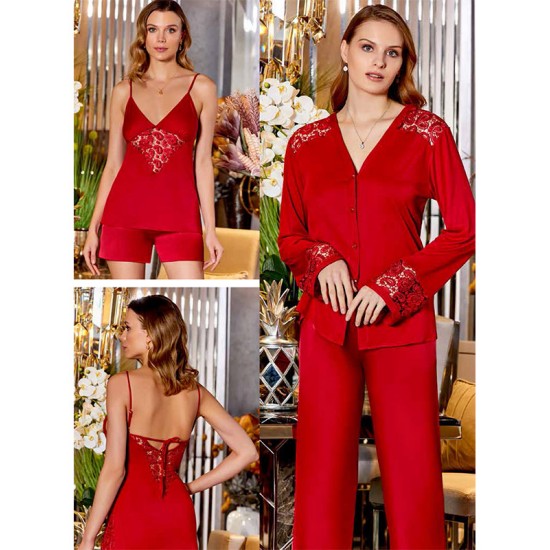 JEREMI LİNGERİE KOTON BRODELİ 6LI SET K135 BORDO (L)