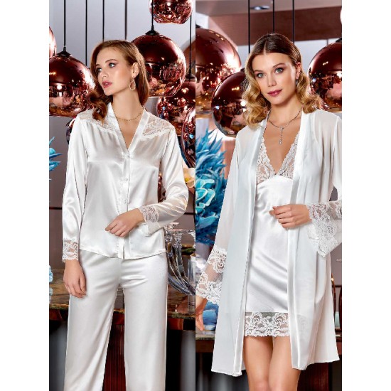 JEREMI LİNGERİE SATEN BRODELİ 6LI SET S295 YAĞ YEŞİLİ (XL)
