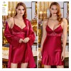 JEREMI LİNGERİE SATEN BRODELİ 6LI SET S300 BORDO  (S)
