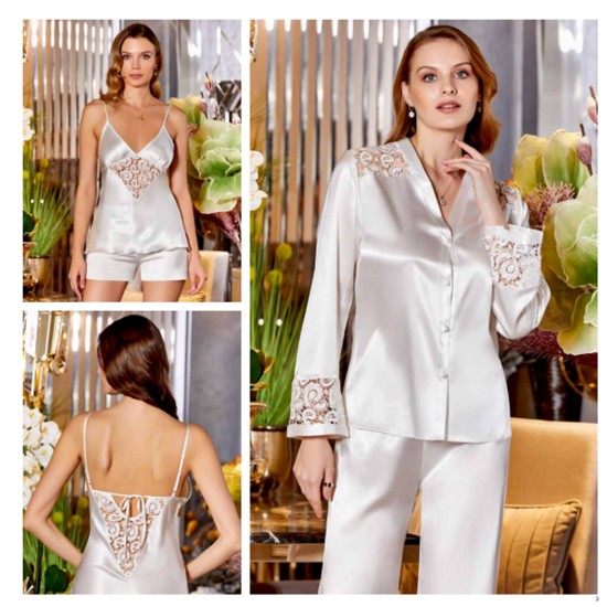 JEREMI LİNGERİE SATEN BRODELİ 6LI SET S310 EKRU (XL)