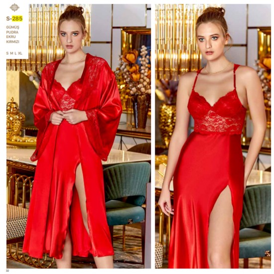 JEREMI LİNGERİE SATEN BRODELİ 6LI SET S285 KIRMIZI (L)