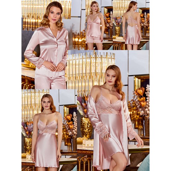 JEREMI LİNGERİE SATEN BRODELİ 6LI SET S300 LİLA (XL)