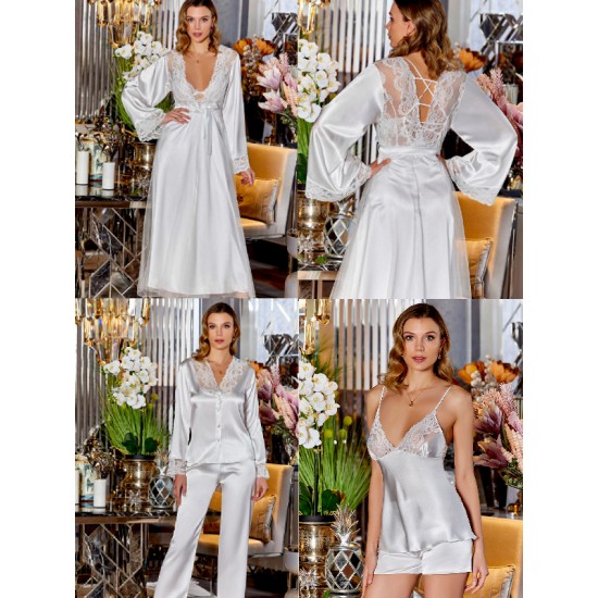 JEREMI LİNGERİE SATEN BRODELİ 6LI SET S315 EKRU (XL)