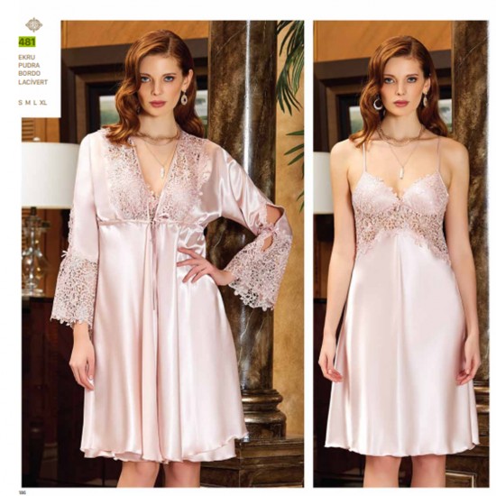 JEREMI LİNGERİE SATEN DANTELLİ KISA 6LI SET 481 BORDO (2XL)