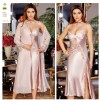 JEREMI LİNGERİE SATEN DANTELLİ UZUN 6LI SET 608 EKRU (L)