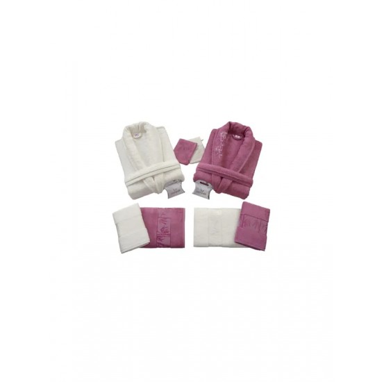 NURPAK 550 BAMBU AİLE BORNOZ SETİ 10 PARÇA KREM | MÜRDÜM