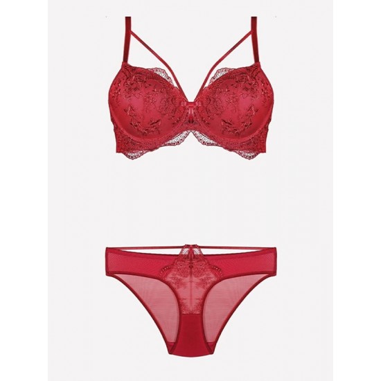 NURTEKS KADIN DANTELLİ BALENLİ DESTEKLİ PUSH-UP-SET 4485 BORDO (75B)