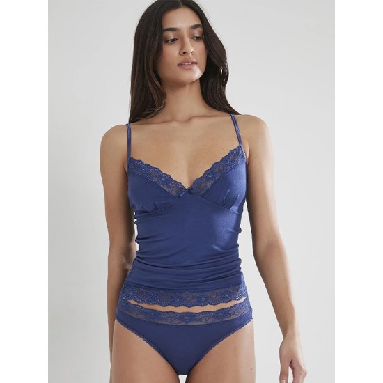 PİERRE CARDİN KADIN DANTELLİ PENYE ATLET KÜLOT / KAŞKORSE SET 365 LACİVERT (S)