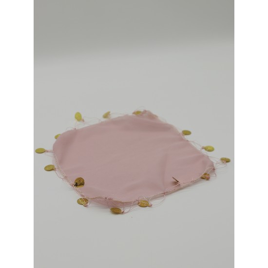 PULLU ŞİFON HALAY MENDİLİ, GELİN MENDİLİ,HEDİYELİK MENDİL 20*20 10 ADET PEMBE