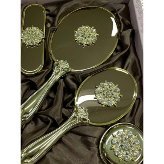 SARAYLI 4'LÜ AYNA TARAK SET TAKIM/ÇEYİZLİK 101 GOLD MÜCEVHER