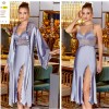 JEREMI LİNGERİE SATEN BRODELİ 6LI SET S285 GRİ (XL)